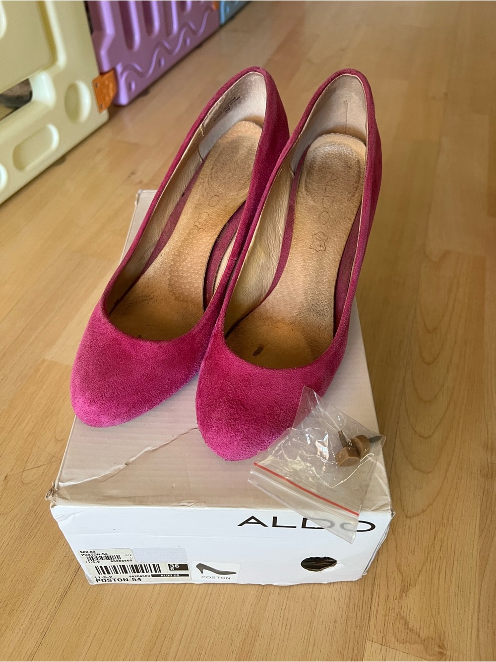ALDO Fuchsia Suede Round-Toe Pumps